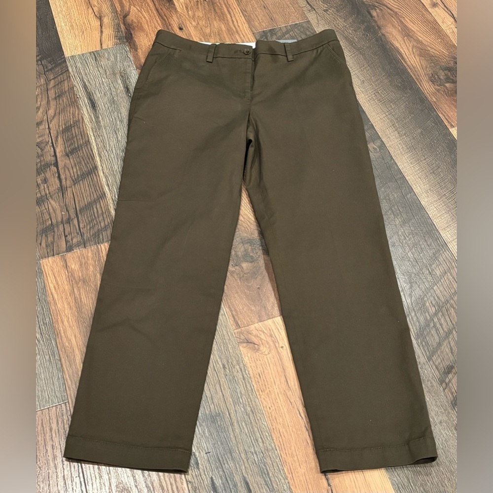 Talbots NWT The Perfect Chino straight leg olive green size 14